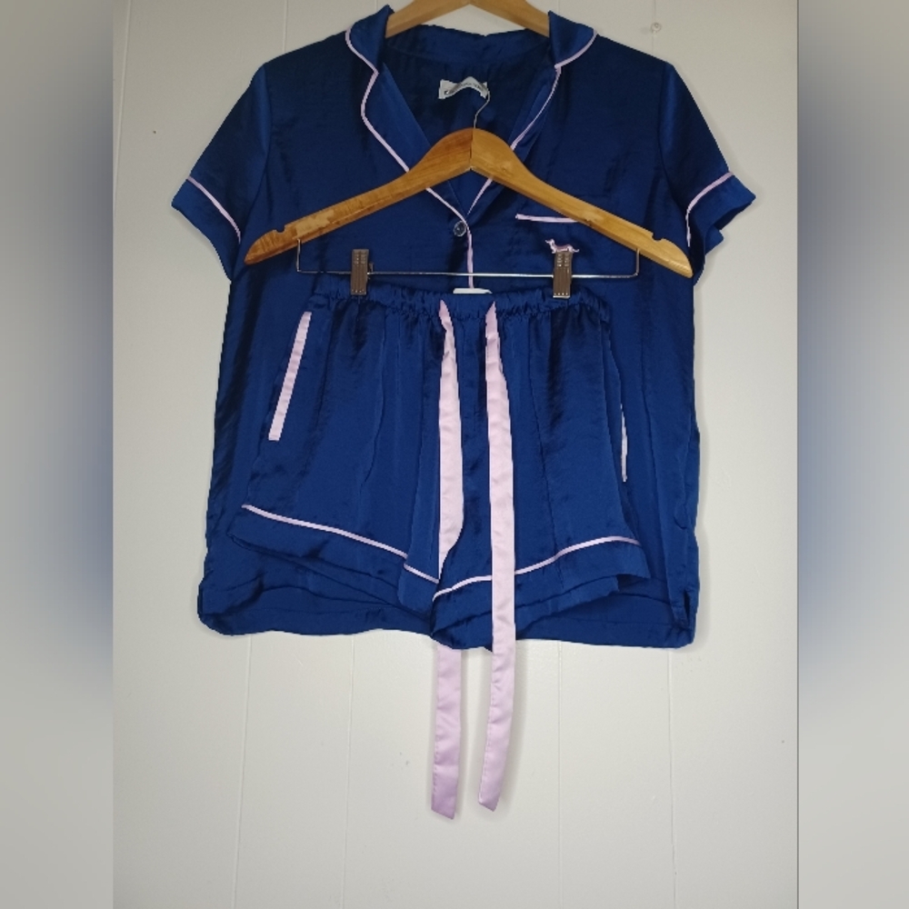 Peter Alexander Deep Blue Satin Pajama Top